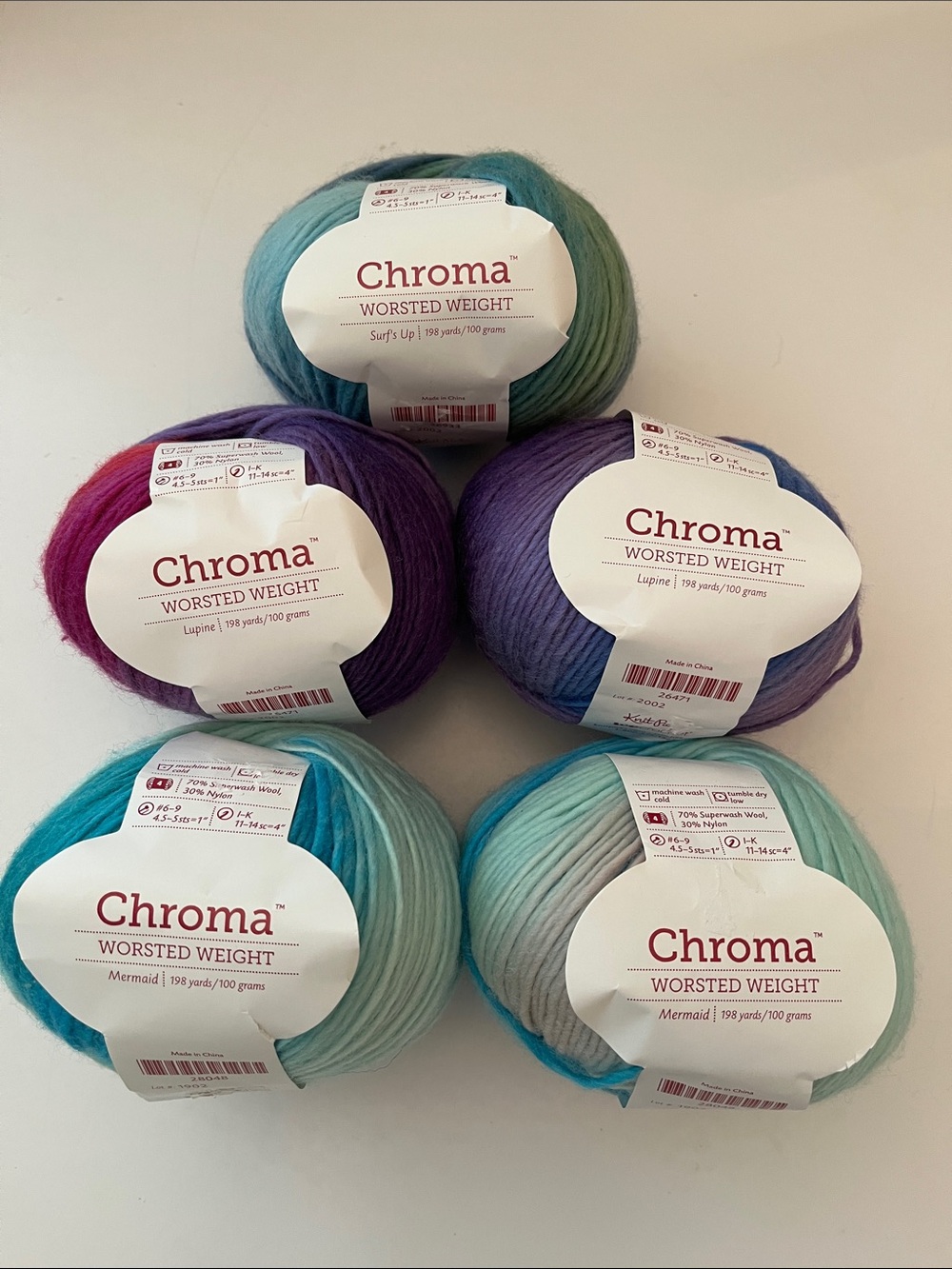 Knit Picks Chroma Yarn, Lot of 5, Worsted Weight 4, superwash wool
